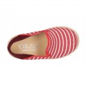 Stripes print Cotton canvas kids espadrille shoes.