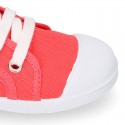 COTTON canvas Kids sneaker shoes with laces closure and toe cap.