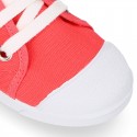 COTTON canvas Kids sneaker shoes with laces closure and toe cap.