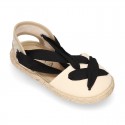 Cotton and linen canvas espadrille shoes GOYESCA style with crossed ties.