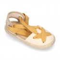 Cotton and linen canvas espadrille shoes GOYESCA style with crossed ties.