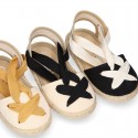 Cotton and linen canvas espadrille shoes GOYESCA style with crossed ties.