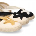 Cotton and linen canvas espadrille shoes GOYESCA style with crossed ties.