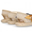 Cotton and linen canvas espadrille shoes GOYESCA style with crossed ties.