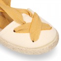 Cotton and linen canvas espadrille shoes GOYESCA style with crossed ties.