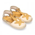 Cotton and linen canvas espadrille shoes GOYESCA style with crossed ties.