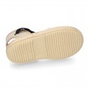 Cotton and linen canvas espadrille shoes GOYESCA style with crossed ties.