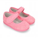 ORGANIC Terry cloth Home little Mary Jane shoes with hook and loop strap.