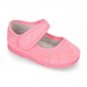 ORGANIC Terry cloth Home little Mary Jane shoes with hook and loop strap.