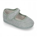 ORGANIC Terry cloth Home little Mary Jane shoes with hook and loop strap.