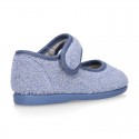 ORGANIC Terry cloth Home little Mary Jane shoes with hook and loop strap.
