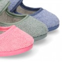 ORGANIC Terry cloth Home little Mary Jane shoes with hook and loop strap.