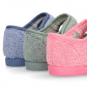 ORGANIC Terry cloth Home little Mary Jane shoes with hook and loop strap.