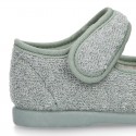 ORGANIC Terry cloth Home little Mary Jane shoes with hook and loop strap.