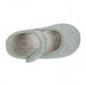 ORGANIC Terry cloth Home little Mary Jane shoes with hook and loop strap.