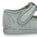 ORGANIC Terry cloth Home little T-Bar shoes with hook and loop strap.