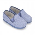 ORGANIC Terry cloth Home little KUNF FU style shoes with elastics bands.