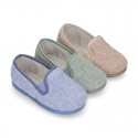 ORGANIC Terry cloth Home little KUNF FU style shoes with elastics bands.