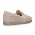 ORGANIC Terry cloth Home little KUNF FU style shoes with elastics bands.