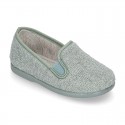 ORGANIC Terry cloth Home little KUNF FU style shoes with elastics bands.