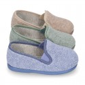 ORGANIC Terry cloth Home little KUNF FU style shoes with elastics bands.