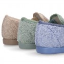 ORGANIC Terry cloth Home little KUNF FU style shoes with elastics bands.