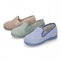 ORGANIC Terry cloth Home little KUNF FU style shoes with elastics bands.