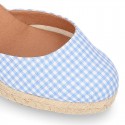 Wedge women sandal espadrille shoes in VICHY canvas with BOW.