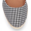 Wedge women sandal espadrille shoes in VICHY canvas with BOW.