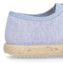 Stripes print Cotton canvas kids Laces up shoes espadrille style.