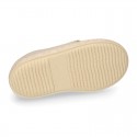 Stripes print Cotton canvas kids Laces up shoes espadrille style.