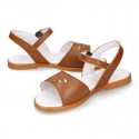 Nappa Leather Girl Sandal shoes with PERFORATED design.