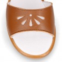 Nappa Leather Girl Sandal shoes with PERFORATED design.