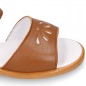 Nappa Leather Girl Sandal shoes with PERFORATED design.