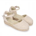 TRENDY colors LINEN Canvas Girl espadrilles with buckle fastening.