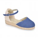 TRENDY colors LINEN Canvas Girl espadrilles with buckle fastening.