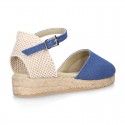 TRENDY colors LINEN Canvas Girl espadrilles with buckle fastening.