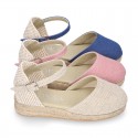 TRENDY colors LINEN Canvas Girl espadrilles with buckle fastening.