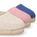 TRENDY colors LINEN Canvas Girl espadrilles with buckle fastening.