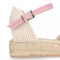 TRENDY colors LINEN Canvas Girl espadrilles with buckle fastening.