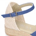 TRENDY colors LINEN Canvas Girl espadrilles with buckle fastening.