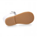 WHITE Nappa leather little Girl Sandal shoes with buckle fastening.