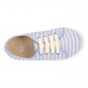 STRIPES design Cotton canvas kids tennis shoes to dress with laces.