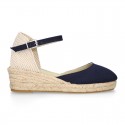 Classic COTTON CANVAS 3 CM wedge sandals espadrille shoes.