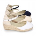 Classic COTTON CANVAS 3 CM wedge sandals espadrille shoes.