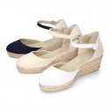 Classic COTTON CANVAS 3 CM wedge sandals espadrille shoes.