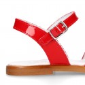 RED Patent Leather Girl Sandal shoes with SHOEMAKER BOW.