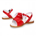 RED Patent Leather Girl Sandal shoes with SHOEMAKER BOW.