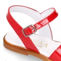 RED Patent Leather Girl Sandal shoes with SHOEMAKER BOW.