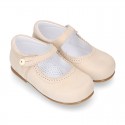 Soft suede leather Classic Girl Mary Jane shoes in pastel FASHION colors.